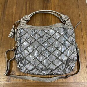 EUC Big Buddha Gun Metal Sequin Crossbody Shoulder Bag